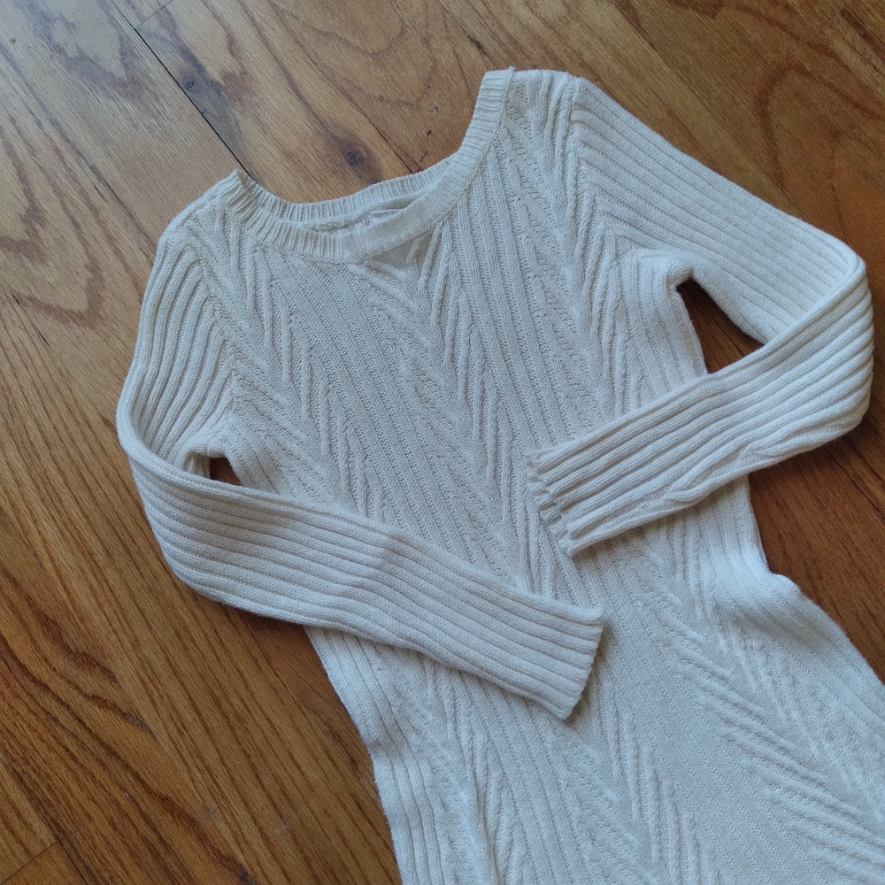 #701 Crazy 8 Girls White Sweater Dress Cable Knit - Picture 11 of 14